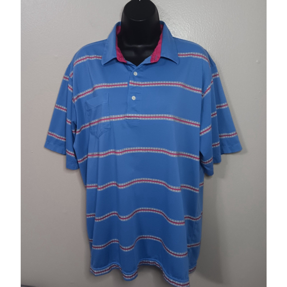 Tail Tops - Vintage 90s Tail Women’s XL Polo Shirt Striped Short Sleeve Blue Relax Fit